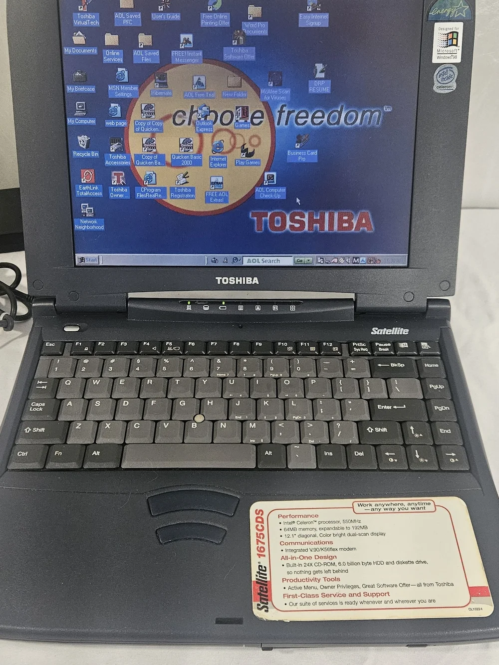 Laptop Toshiba Satellite 1675 CDS Black- Windows Ready. #273